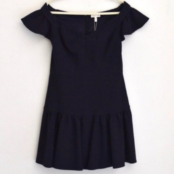 Rebecca Taylor Navy Off Shoulder Dress NWT Sz 12 - Picture 7 of 7